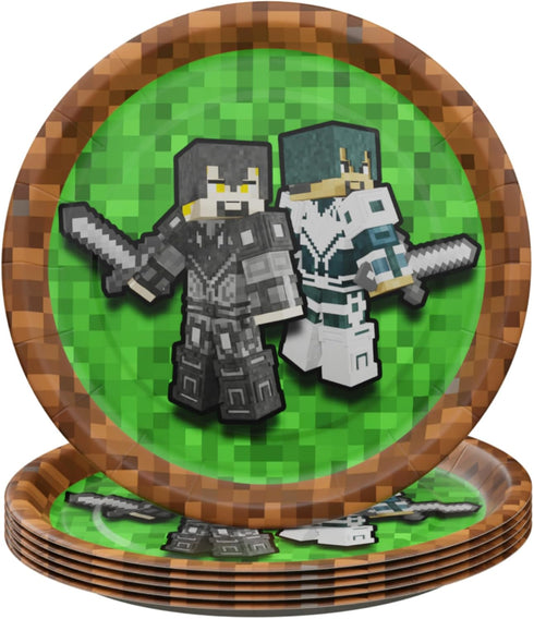 Pixel Warrior Value Party Supplies: 64 Pieces for 20 Guests, Video Game Birthday Decorations, Mining Craft Party.
