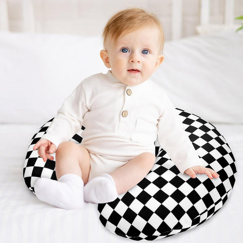 DILIMI Nursing Pillow Cover for Babies - Black Checkered Design
