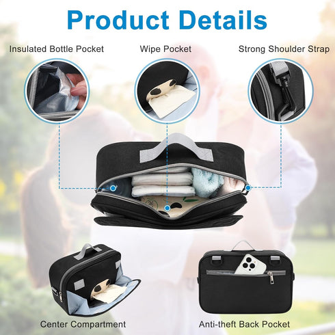 Accmor Universal Stroller Organizer with Insulated Cup Holder Pocket, Large Capacity Caddy for Uppababy, Doona, Nuna