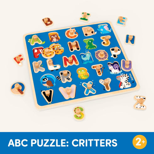 Battat Wooden Peg Puzzle, ABC Puzzle for Toddlers, Educational Wooden Toys for 2 Years +