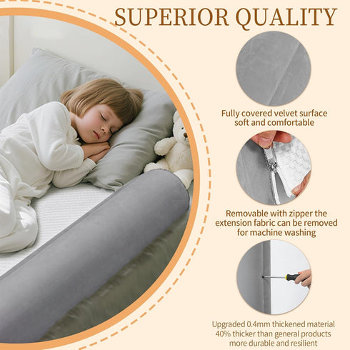 BeiliuDevise 2 Pack, Inflatable Bed Bumpers for Toddlers Non-Slip Bed Bumper with Machine-Washable Cover, Travel Bed