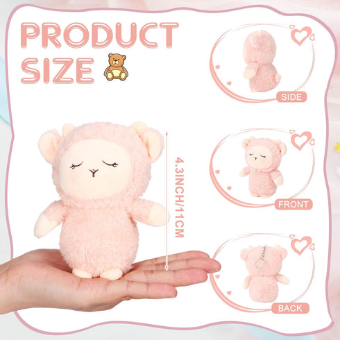 12 Pcs Cute Lamb Plush Bulk 4.7 Inch Mini Sheep Stuffed Animal Keychain Soft Adorable Stuffed Lamb Doll Back to School Gift for Birthday Baby Shower Party Favor Basket Filler(Simple Style)