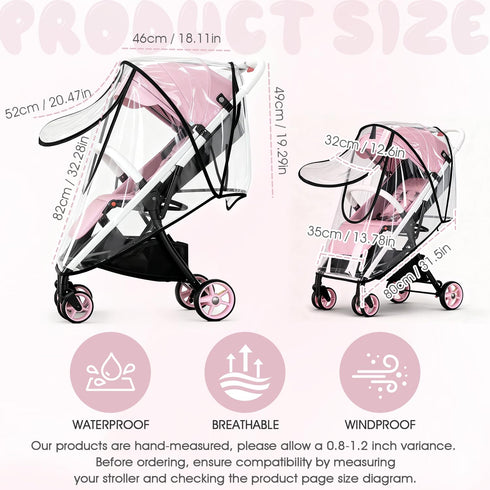 MOASIOP EVA Stroller Rain Cover, No-Zip Waterproof Stroller Cover - Food Grade Material, Breathable Baby Travel Weather