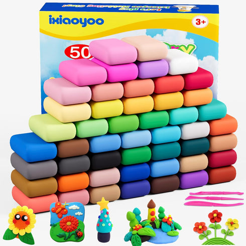 Ixiaoyoo Air Dry Clay, 50 Colors Modeling Magic Clay for Kids, Soft