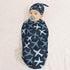 Set KiuLoam Camouflage Blue Jets Airplanes Newborn Swaddle with Matching Hat, Newborn Receiving Blanket Soft Unisex