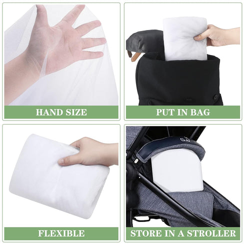 3 Pcs Double Stroller Mosquito Net, Breathable Mesh Bug Cover for Baby Stroller, Tandem Stroller Bassinet