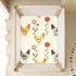 CZXW 52" 28" Rustic Floral Chicken Crib Sheets Fitted x Natural Cotton Soft & Breathable for Baby Crib Mattress