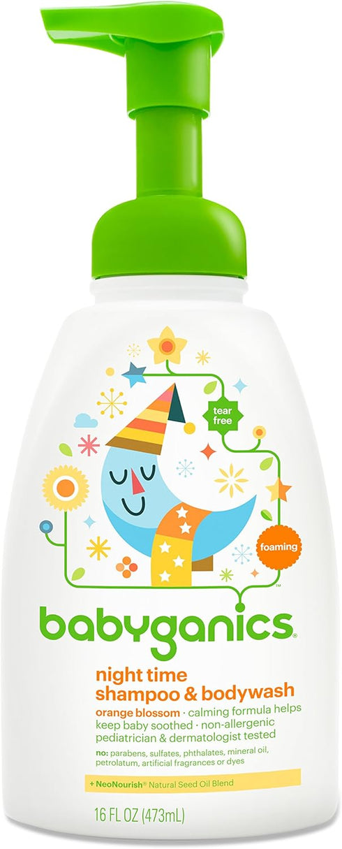Babyganics Baby Shampoo + Body Wash Pump Bottle, Orange Blossom, 16oz, ,