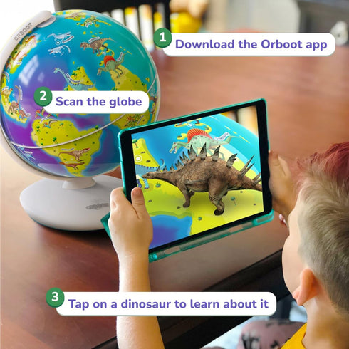 PlayShifu Interactive Dinosaur Toys - Orboot Dinos Globe + App with 50 Dinosaurs and 500+ Facts for Kids 5-7