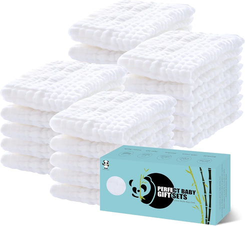 HIPHOP PANDA 20 Pack 6-Layers Muslin Burp Cloths Large - Durable 100%