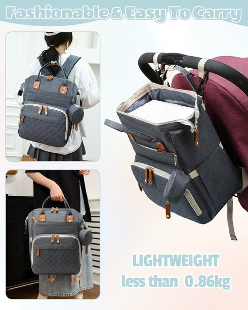 GLIXAVIA Backpack 16 Backpack Diaper Bag with Changing Pad Large Capacity, Pockets, USB Port, Waterproof Travel for Mom