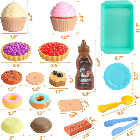 Set 29 LOVESTOWN Pretend Play Desserts Toy - PCS Kids Desserts Fake Food for Tea Party & Birthday Gift