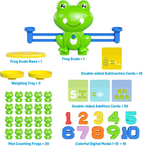 Siwuoke Counting 20 40 3-8 Frog Balance Math Game for Kids, Montessori STEM Toy with Frogs & Double-Sided Cards