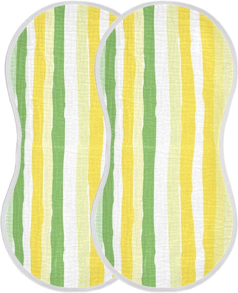 decor gift 4 Pack 22x11in Cotton Baby Burp Cloths Soft and Absorbent? Yellow Green White Stripe Pattern washcloth
