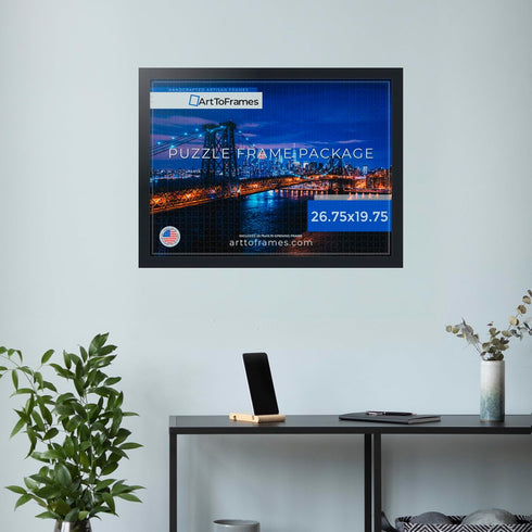 26.75x19.75 INCH/68x50 CM 1000 1.25 Inch (PuzzleFRBW72079-26.75x19.75) ArtToFrames Black Frame for Piece Puzzles.This
