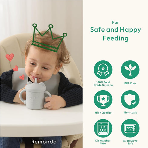 REMONDA 23-Piece Set (OrangeC1 BPA-Free Silicone Baby Feeding | Extra Large Suction Plates, Toddler Bowls, Self Feeding
