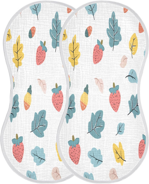 YETTASBIN Strawberry Leaves Muslin Baby Burp Cloth, Super Soft Absorbent Cotton Burp Rag Baby Bibs Feeding Cloth
