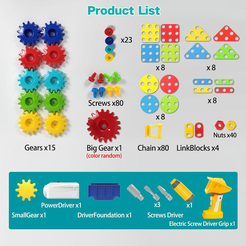 Gears Toys for Kids Ages 4-8, STEM Educational Construction Building Toy Set for Boys and Girls, Creative Learning