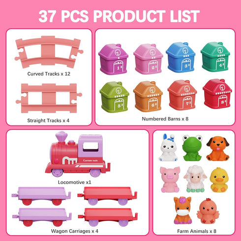Meytccve Set 1-3 1 2 3,Montessori Train Toy Toddlers for Learning Toy for Ages Learning Matching & Sorting