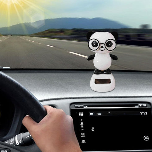 Black and White Solar Dancing Panda Bear Tiger - Shaking Dancing Animal Figurine for Car Interior Home Decor
