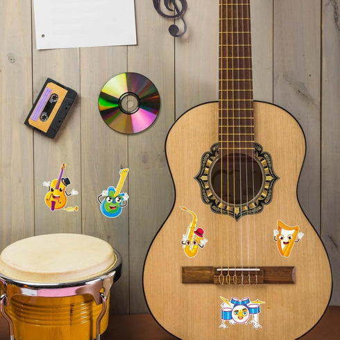 24 8.3 5.9in) TIAMECH Make Your Own Musical Instrument Stickers - Sheets Drum Guitar Make A Face Stickers, Birthday