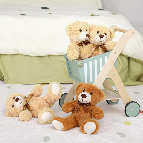 MorisMos Bulk Teddy Bears, 6 Packs of 14 Inch Stuffed Animals, Soft Plush Bears for Baby Shower, Kids, Brown, Dark Brown