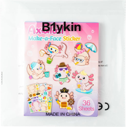 Axolotl Make a Face Sticker, 36Pcs Make Your Own Cute Axolotl Stickers for Kids Birthday Party Activity