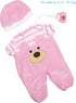 2+ 12"- 14" JC Toys | Pink Bear Onesie | Baby Doll Outfit + Hat + Pacifier | | Ages | Fits Dolls