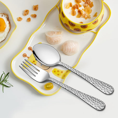 LIANYU 10-Piece Kids Silverware Set, 5 Kid Spoons & 5 Kid Forks, Stainless Steel Toddler Flatware