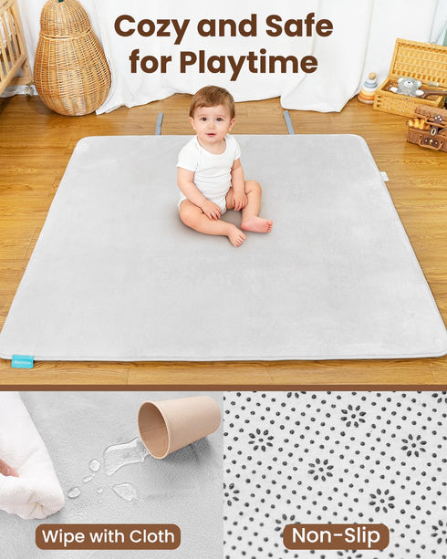 50x50 Tummy Thickened Baby Play Mat for Floor, Foam Playpen Mat, Easy to Wipe Clean, Non-Slip Bottom Time Mat, Easy