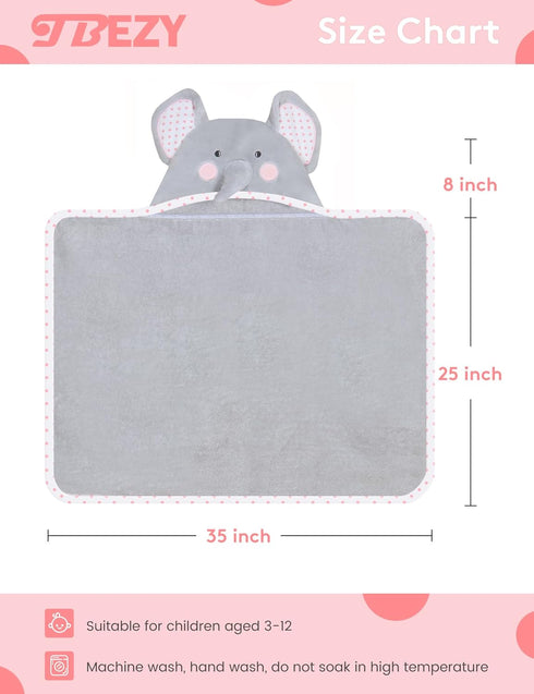 Baby Hooded Towel with Unique Animal Design, Ultra Soft Thick Cotton Bath Towel for Newborn (Elephant)