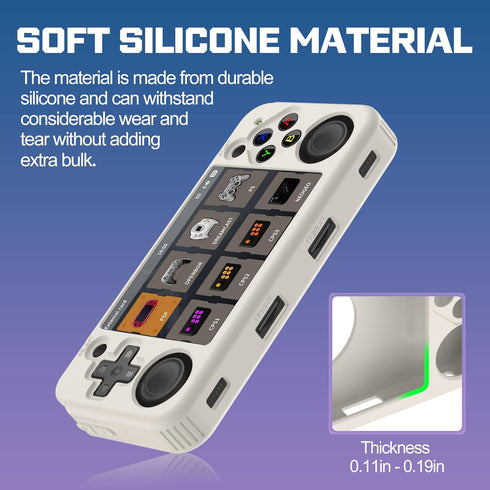 Compatible with RG35XX H Retro Handheld Game Console: Soft Silicone Protective Case with Lanyard, White
