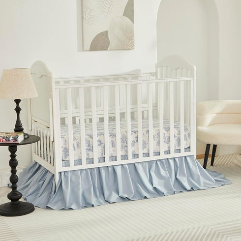 100% Brandream Boho Bohemian Girl Boy Baby Nursery Crib Bed Skirt Dust Ruffle - Neutral Solid Color Light Blue