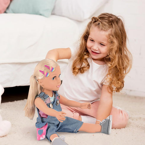 Ecore Fun 18 Inch Girl Doll Playset, 8 Pcs with Clothes and Accessories, Includes Doll and Hairpin