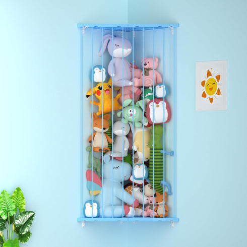 GGUO Corner Stuffed Animal Storage Net - Stuffed Animals Holder with Lights -