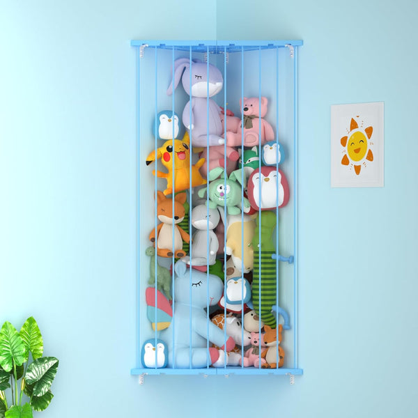 GGUO Corner Stuffed Animal Storage Net - Stuffed Animals Holder with Lights -
