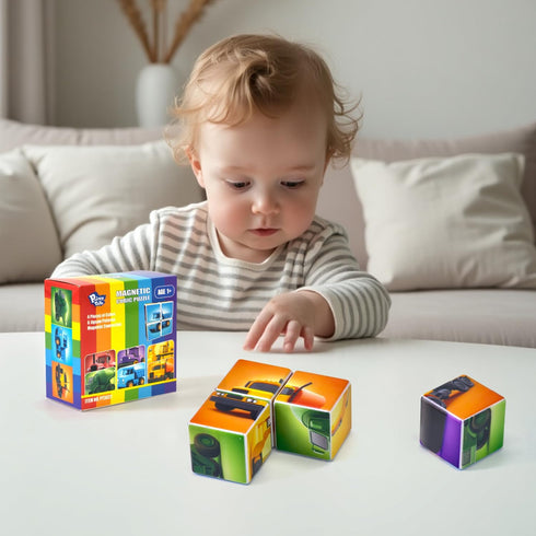 1.65 inch 1 2 3 Pairez Toys Magnetic Cubes for Toddler, Large Building Blocks Tiles, Construction Vehicles Puzzles Game