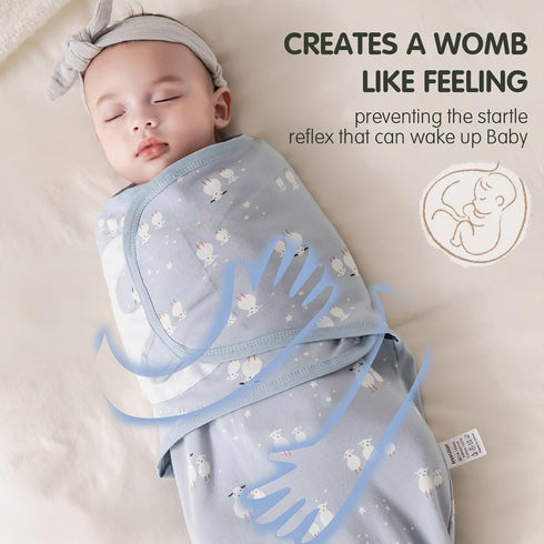 Set 3 Pack, Medium(3-6 insular Baby Swaddle Wrap, Swaddle Blanket for Newborn and Infant, Adjustable Velcro Swaddling
