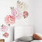 Watercolor Peony Flowers Wall Decals, Floral Wall Stickers for Living Room, White & Pink Flowers Art