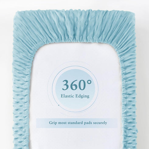 Homiest 2 Pack Changing Pad Cover, White + Light Blue Changing Table Sheets, Ultra Soft Fleece Minky Dot Fabric