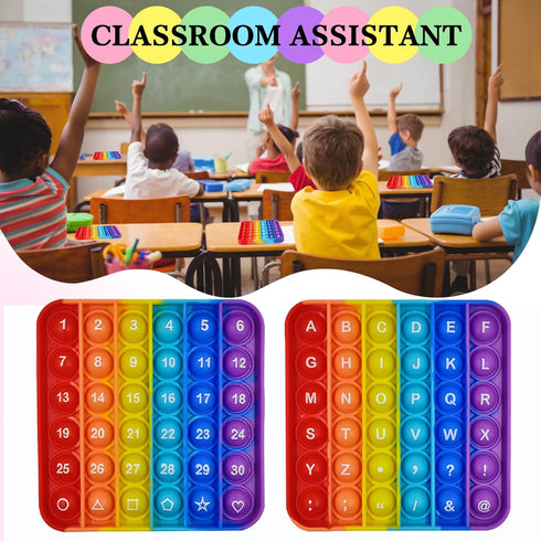 2 in 1 Fidget Toys, ABC Learning and Educational Poppers, Stress Relief Autism Sensory Toys (1 Pack)