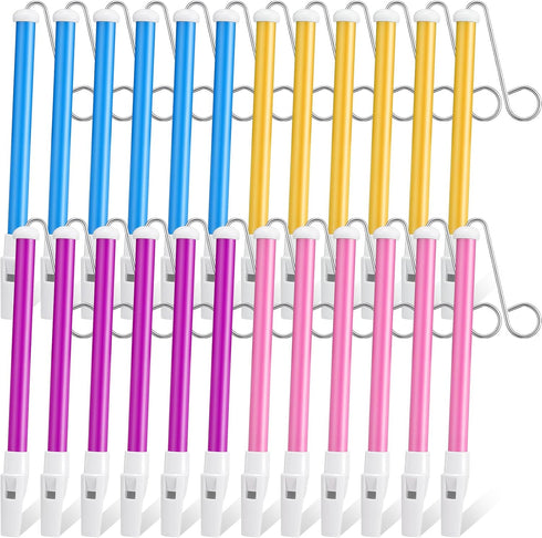 Syhood 24 Pcs Slide Whistle for Adults Instrument Toy Plastic Metal Musical