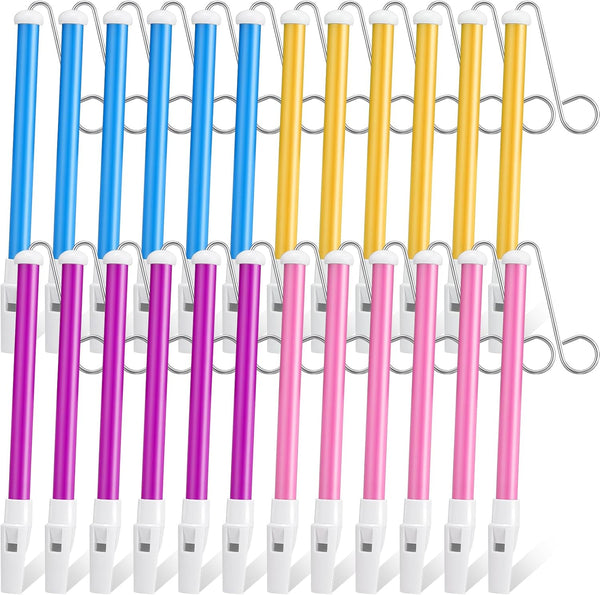 Syhood 24 Pcs Slide Whistle for Adults Instrument Toy Plastic Metal Musical