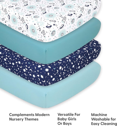 4-Pack The Peanutshell Baby Crib Sheets for Girl or Boy - Soft, Oval & Fitted Baby Girls or Boys Crib Sheet, Rectangle