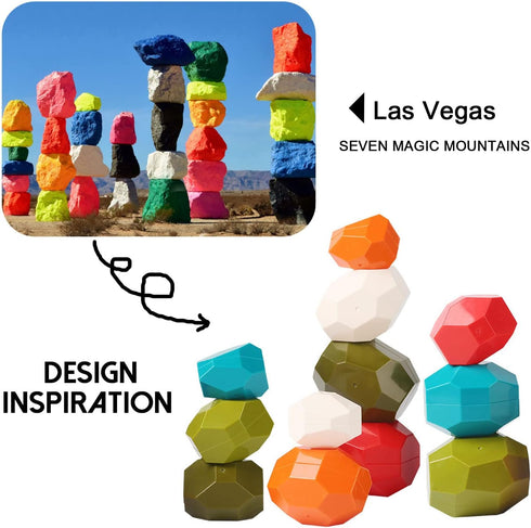 Tucimibo Set, Jumbo Balancing Stones Toy Polyhedral Plastic Stacking Rocks Educational Creative Preschool Arts Learning