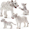 Gemini&Genius Realistic White Tiger Family Set with Cub, Safari Animal Figurines, Educational Playset for Kids