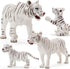 Gemini&Genius Realistic White Tiger Family Set with Cub, Safari Animal Figurines, Educational Playset for Kids
