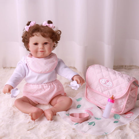 8 Set 17-22 inch BABESIDE Pcs Baby Doll Diaper Bag for Dolls, Baby Doll Feeding Accessories with Disappearing Milk Toy