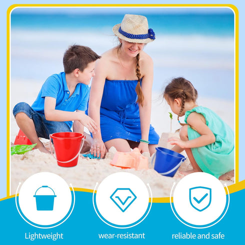 12 Summer 4 Colors(5 Inch,Red,Yellow,Blue,Green) Didaey Pieces Beach Pails Sand Buckets for Boys and Girls Beach