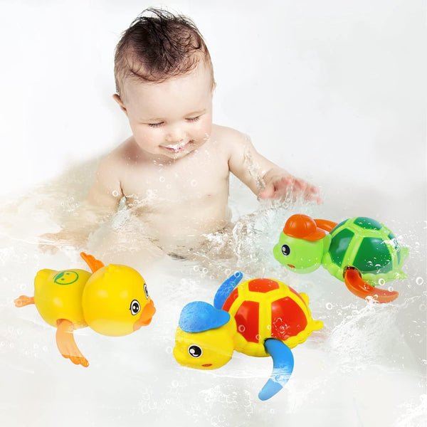 Cuterabit Baby Bath Toys, Floating Wind Up Swimming Turtle and Duck, Bathtub
